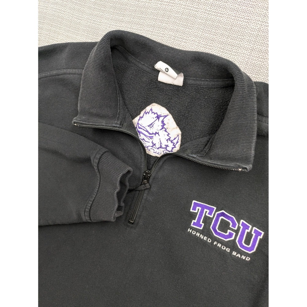 TCU Horned Frogs Sweatshirt Mens Medium Black NCAA Nike Quarter Zip Band